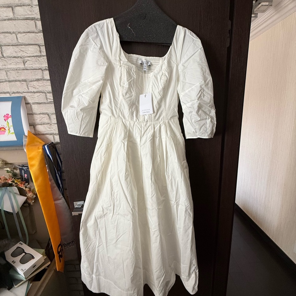 & Other Stories White Puff Sleeve Midi Sundress